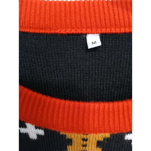 UGLY Gingerbread Christmas Sweater Men's Sz M Black 3D Light Bulbs Office Party - Picture 10 of 16